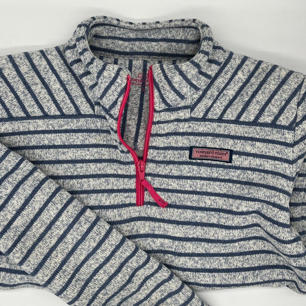 Vineyard Vines' Girls' Striped Mountain Fleece Quarter-Zip